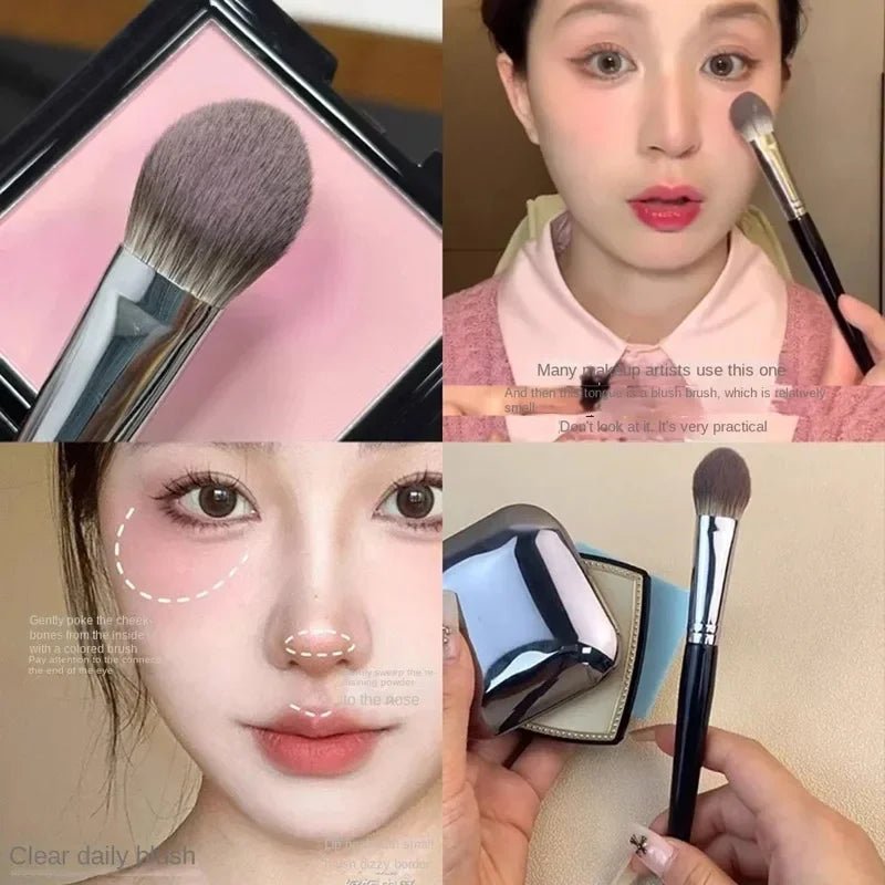 1/2 pièces coeur de pêche fard à joues brosse poudre Blush crème liquide Blush pinceaux de maquillage plat petit précis Blush brosse outils de maquillage - Zone shopping