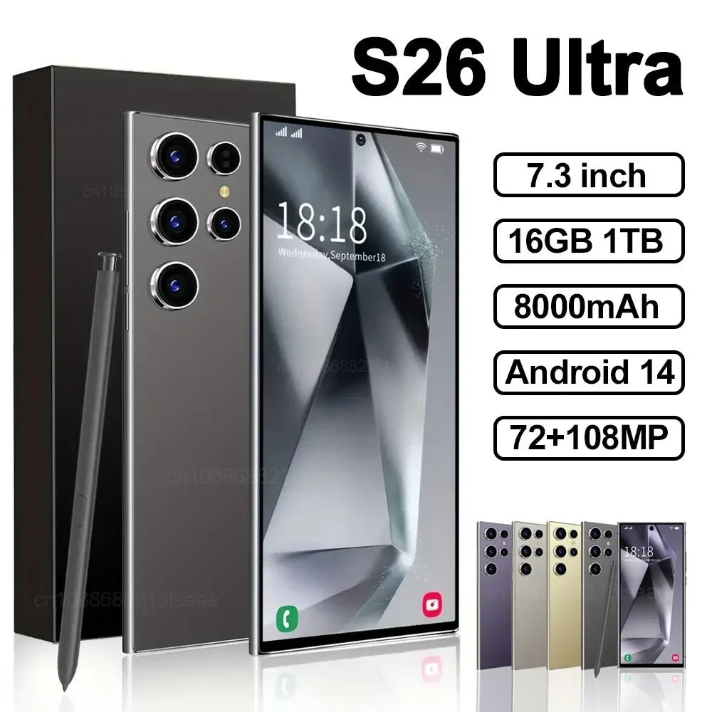 2025 S26 Ultra Smartphone 7.3 Android 5G Débloqué Double SIM - Zone shopping
