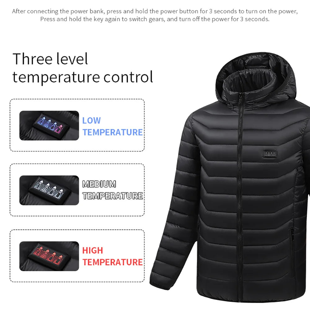 21 zones veste chauffante vêtements en coton USB veste chauffante chaud champ de neige gilets chauffants manteau chasse randonnée Camping hiver S - 6XL - Zone shopping