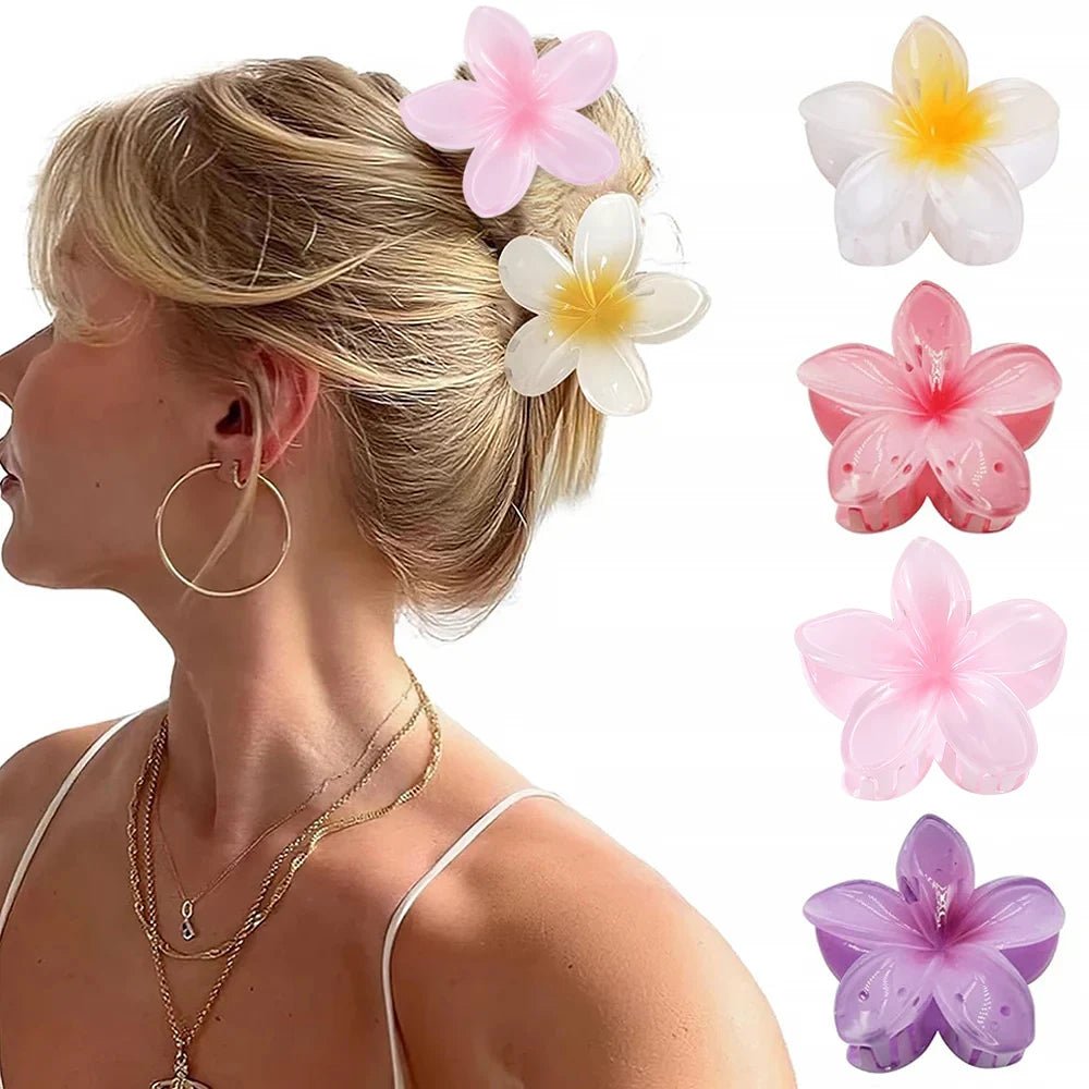 4 Grandes Pinces à Cheveux Fleurs Bohème - Accessoires Mode Femme - Zone shopping