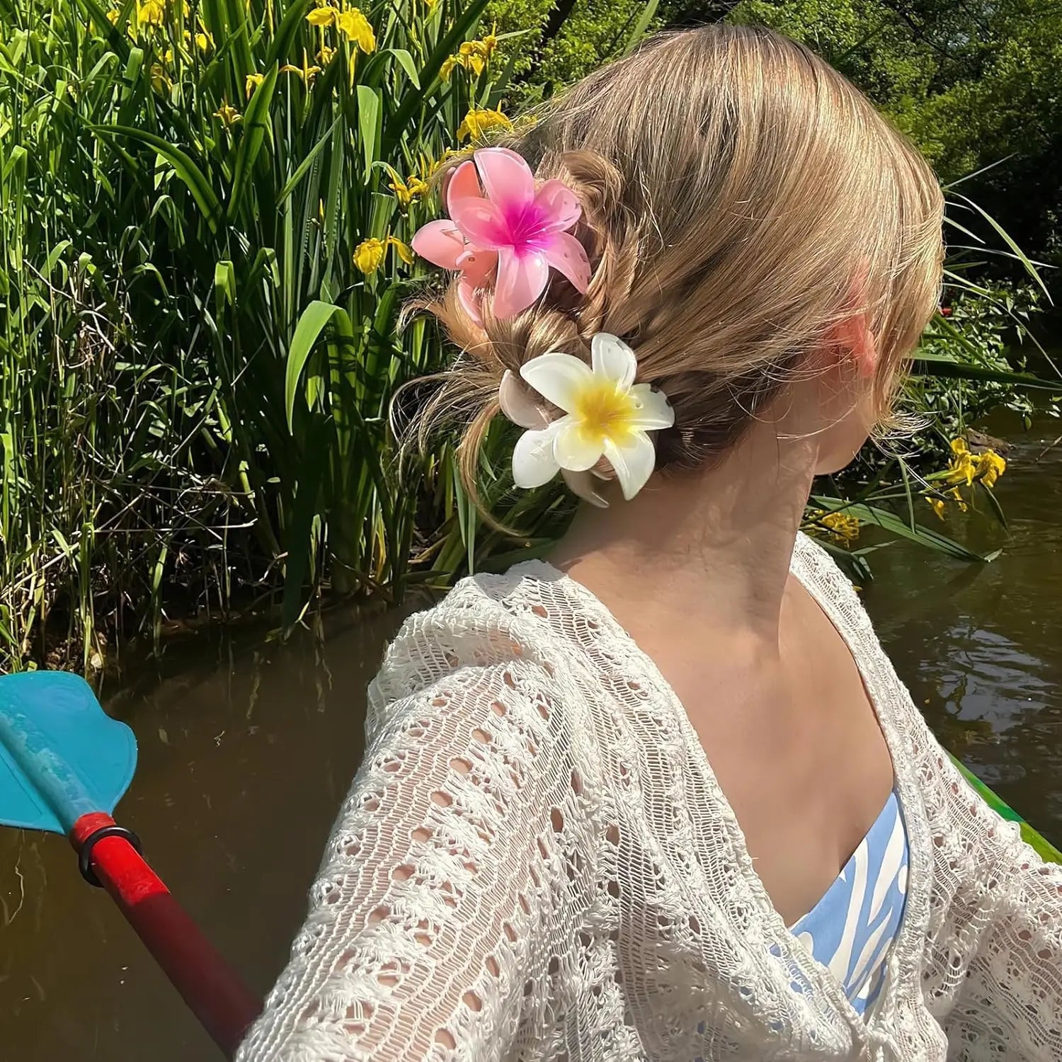 4 Grandes Pinces à Cheveux Fleurs Bohème - Accessoires Mode Femme - Zone shopping