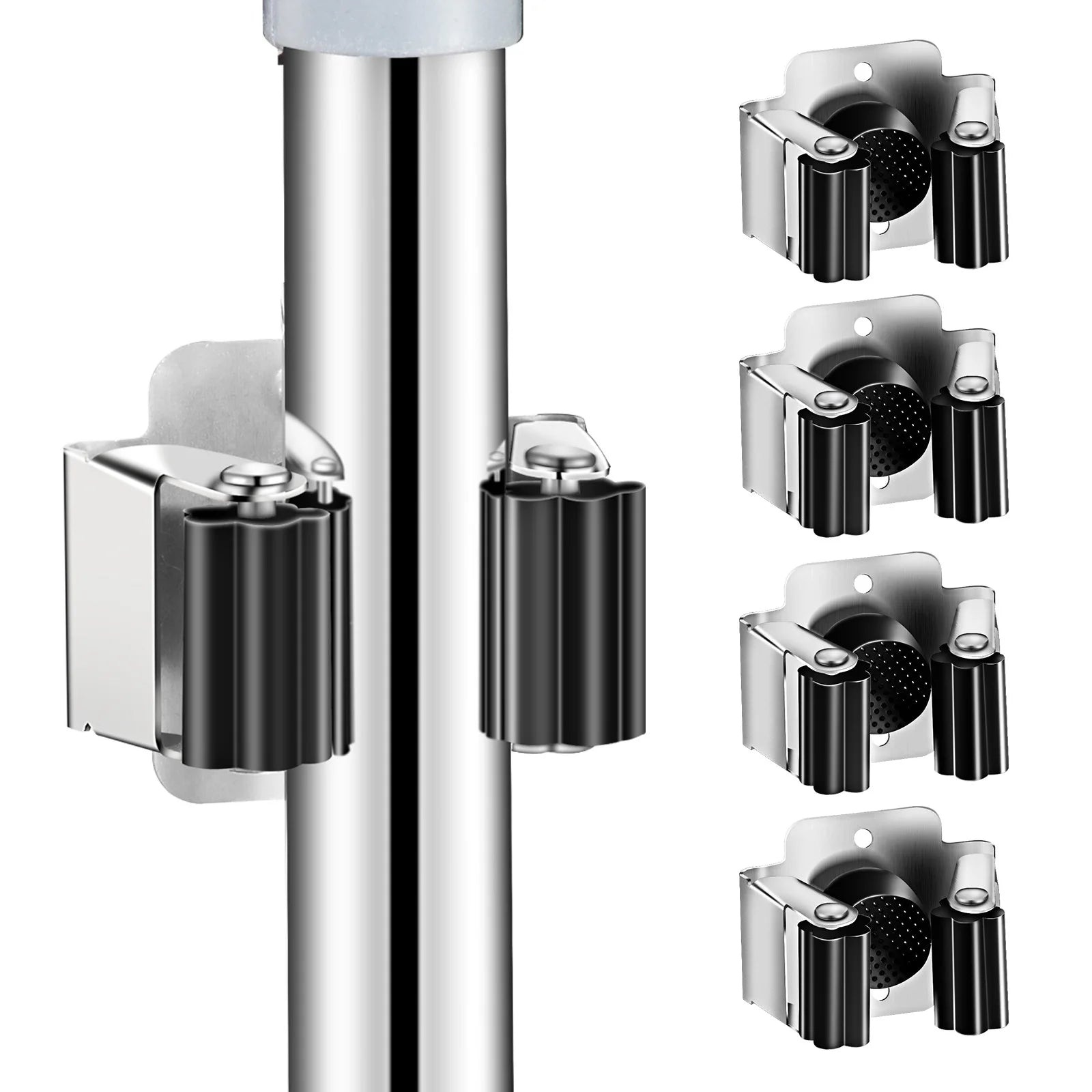 4/1 pièces mural vadrouille Clips support vadrouille organisateur support brosse balai cintre support étanche salle de bain organisateur étagère accessoire - Zone shopping
