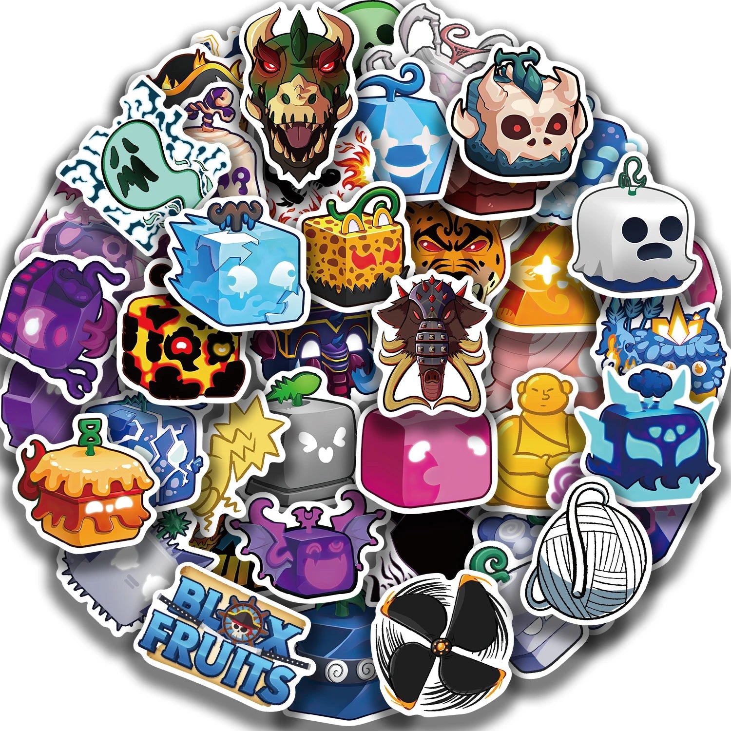 50 autocollants Blox Fruits mignons pour skateboard et bricolage - Zone shopping