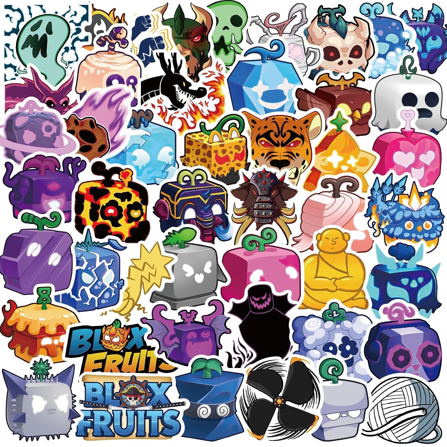 50 autocollants Blox Fruits mignons pour skateboard et bricolage - Zone shopping