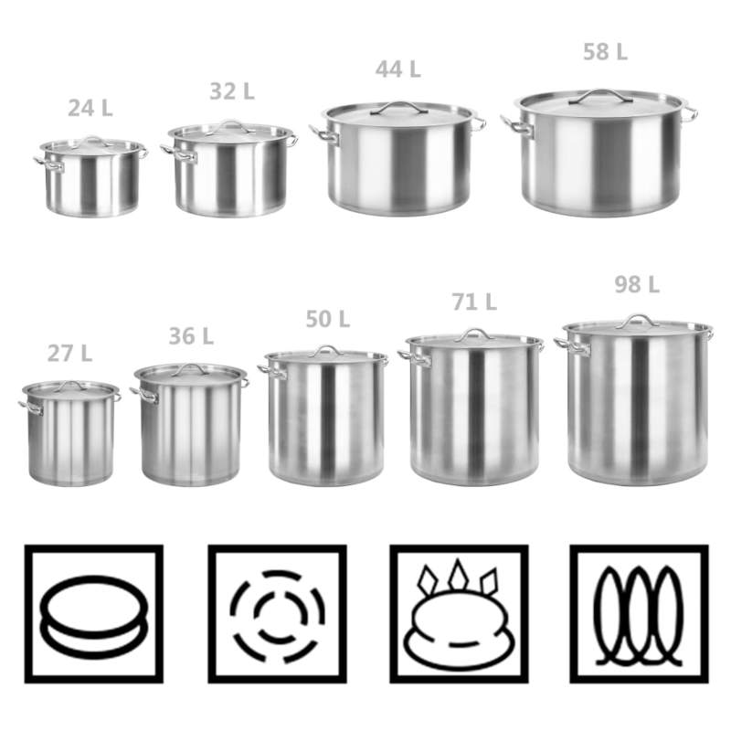 Stainless Steel 26L Cooking Pot - 32x32 cm Size