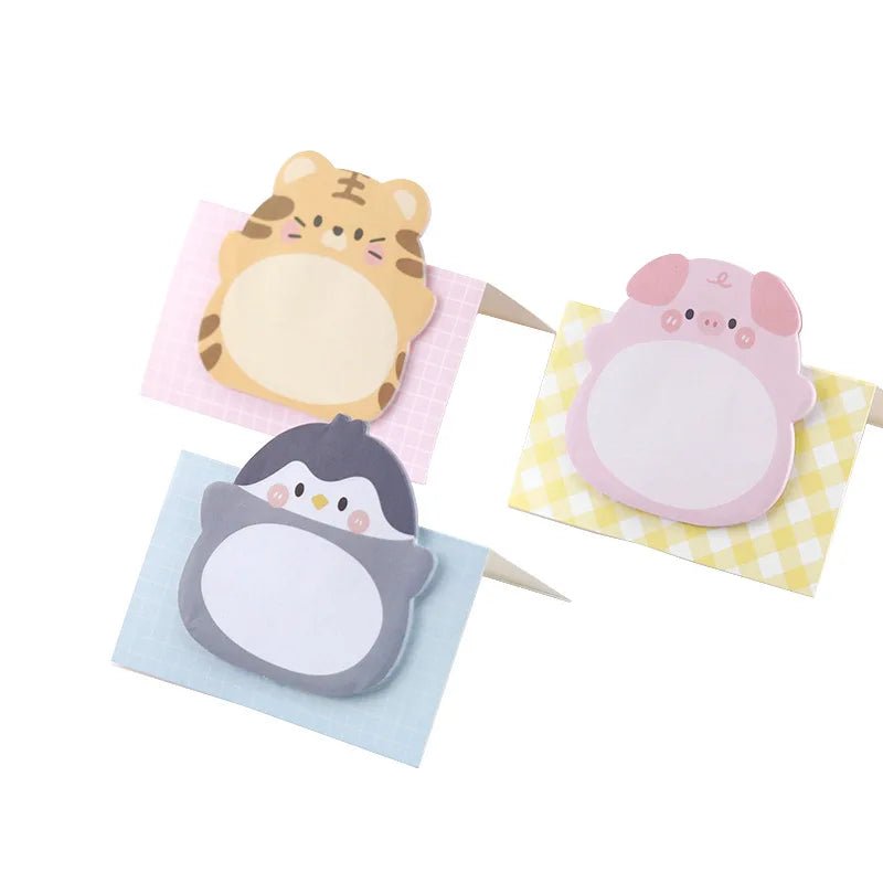 8 paquets de Notes autocollantes de forme spéciale, petits animaux de dessin animé, bureau, forme Simple, Notes autocollantes créatives, papier coloré mignon - Zone shopping