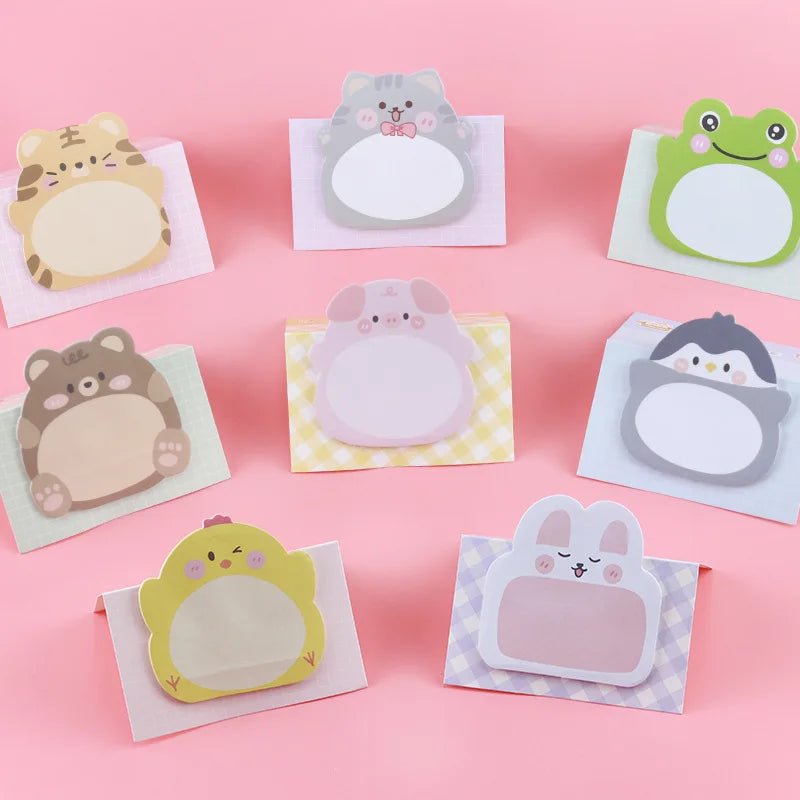 8 paquets de Notes autocollantes de forme spéciale, petits animaux de dessin animé, bureau, forme Simple, Notes autocollantes créatives, papier coloré mignon - Zone shopping