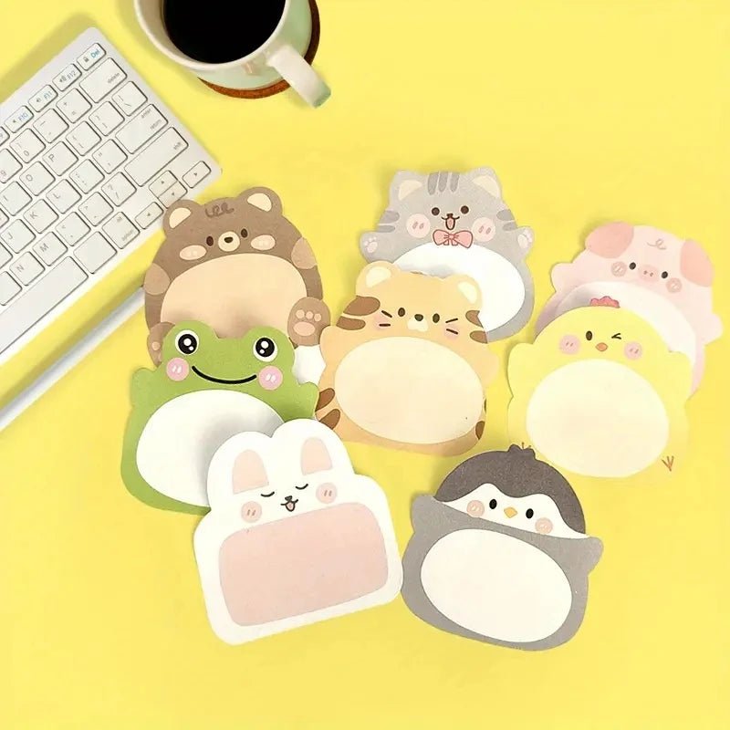 8 paquets de Notes autocollantes de forme spéciale, petits animaux de dessin animé, bureau, forme Simple, Notes autocollantes créatives, papier coloré mignon - Zone shopping
