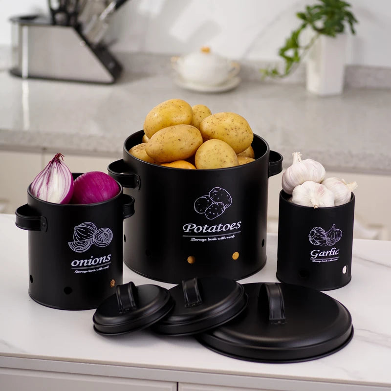 Trio Ventilated Storage Pots for Kitchen Essentials