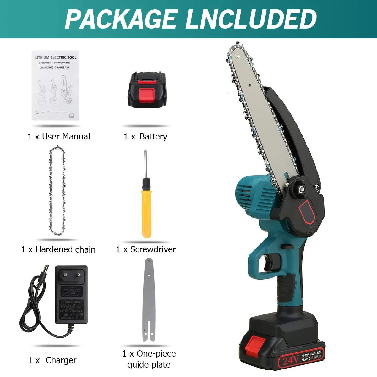 PowerCut Mini 21V Cordless Chainsaw 6” - Portable