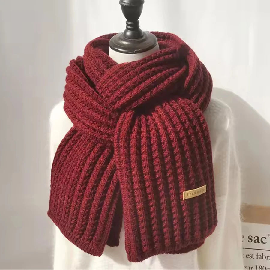 Écharpe d'hiver unisexe en tricot épais et chaud
