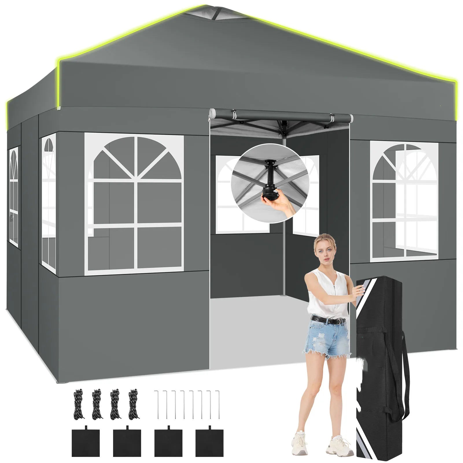 Tonnelle Pliable 3x3m Étanche et Résistante UV