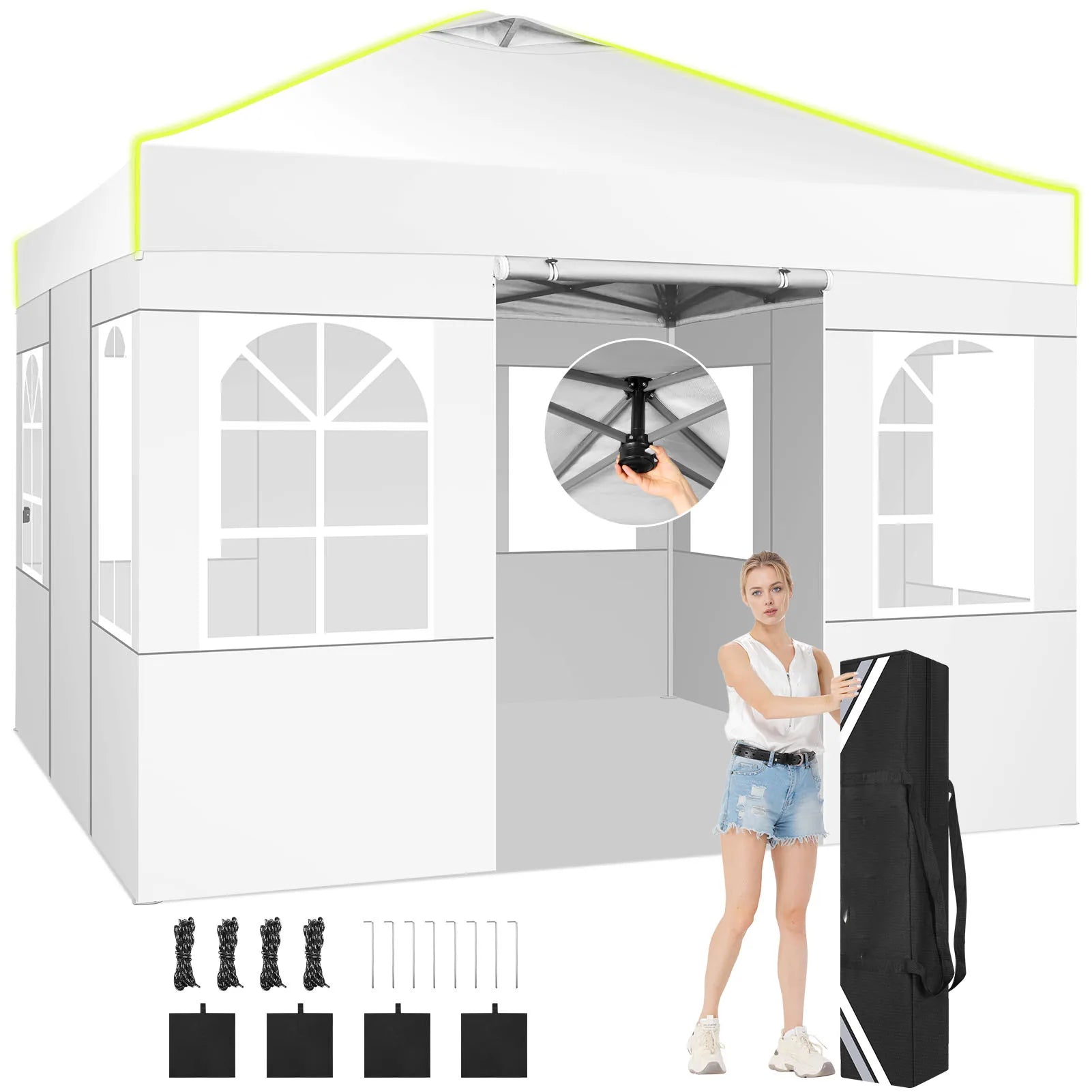 Tonnelle Pliable 3x3m Étanche et Résistante UV