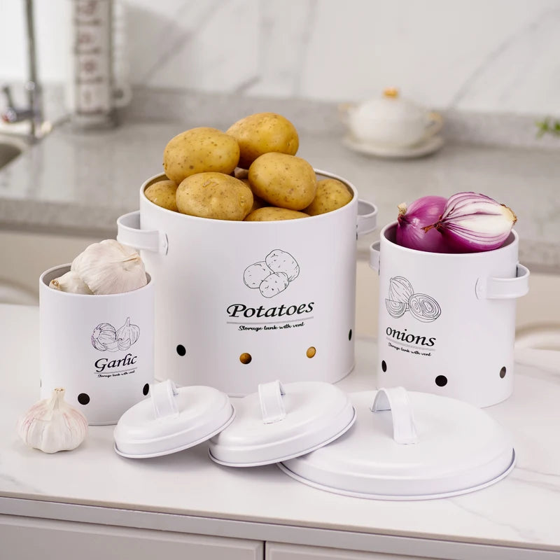 Trio Ventilated Storage Pots for Kitchen Essentials