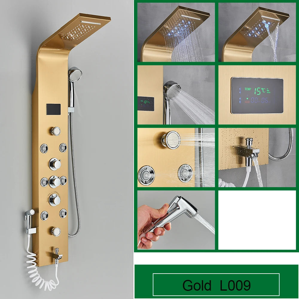 Colonne de Douche LED Noir SAFLIHCAR SPA 3 Poignées