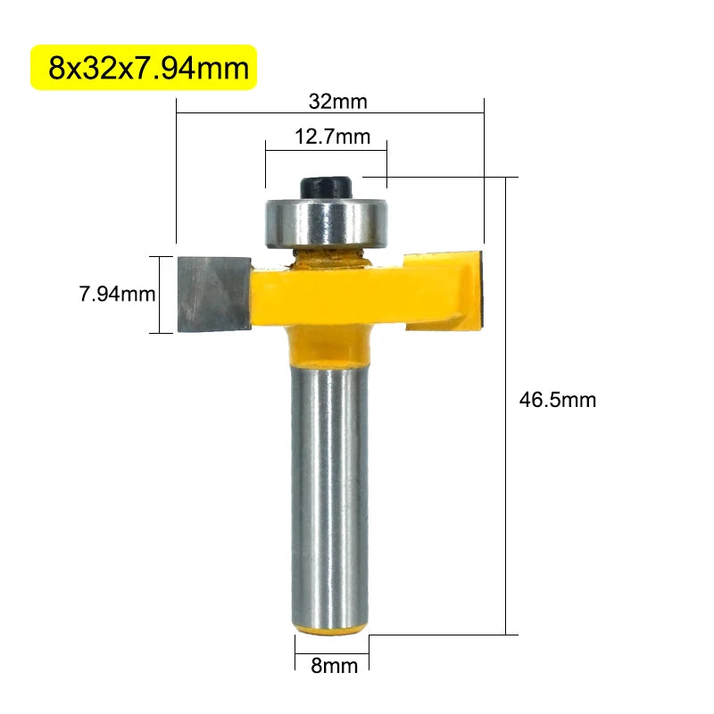 T-Slot Router Bit 8mm with Bearing for Woodworking