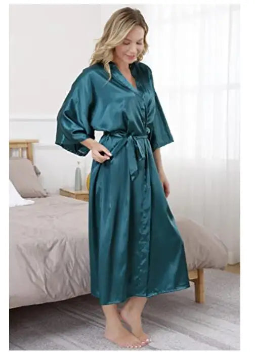 Robe Satinée Plus Taille S-XXXL Kimono Élégant