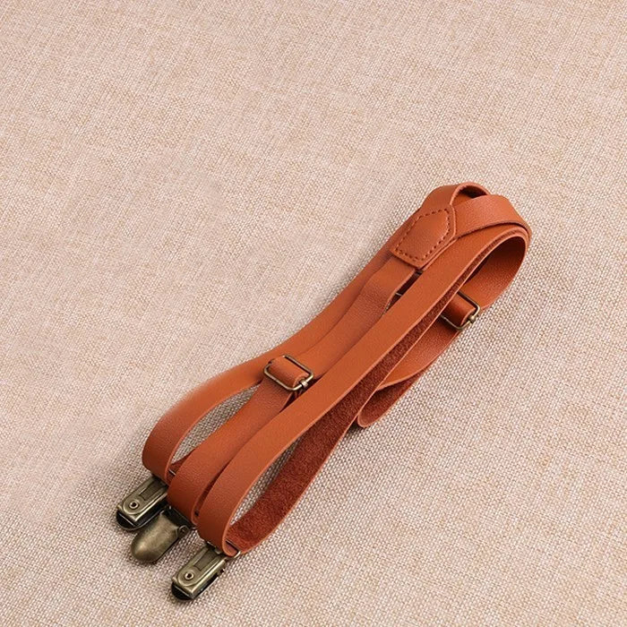 Unisex 1.5cm PU Leather Y-Back Suspenders