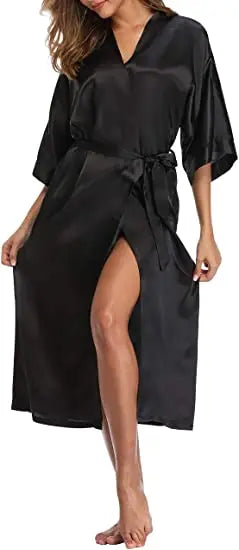 Robe Satinée Plus Taille S-XXXL Kimono Élégant