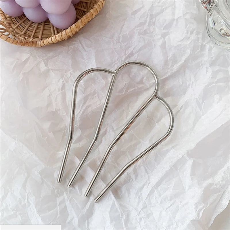 Épingle à chignon U en métal perlé