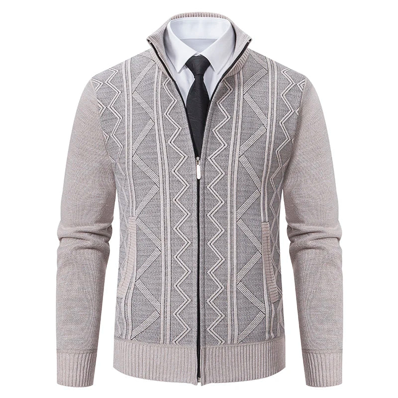 Cardigan Épais Hiver Homme Col Montant