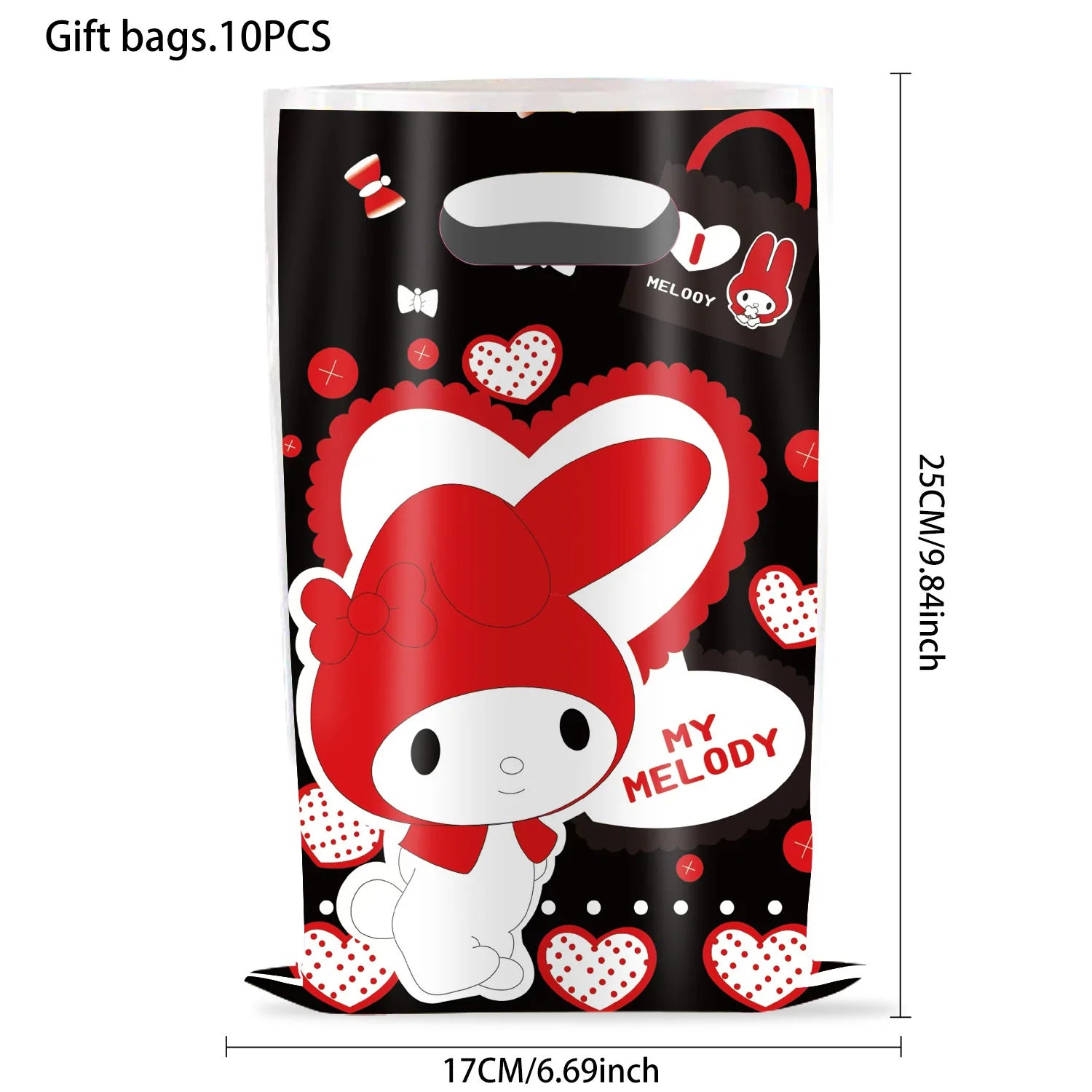 Sacs Cadeaux Miniso Kuromi & Hello Kitty Fête 25cm