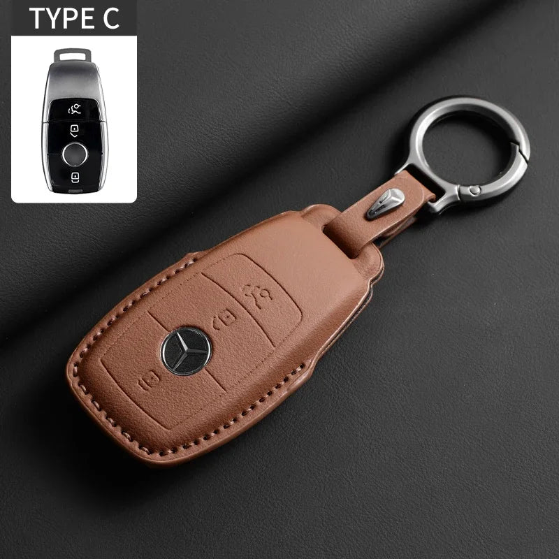 Luxury Leather Remote Key Case for Mercedes Models