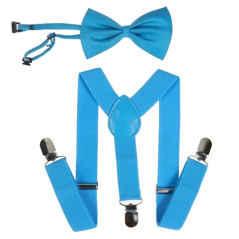 Red Y-Shape Suspenders with Bow Tie Set for Kids