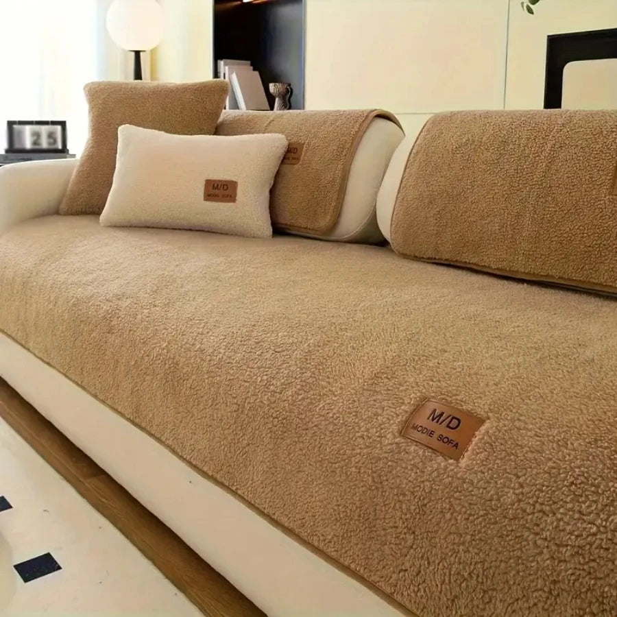 Housse Antidérapante Sherpa avec Décor PU Universel