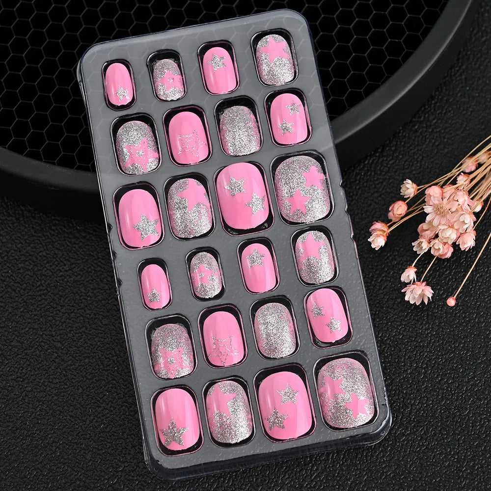 Kawaii Ongles Enfants - 24 Pièces Mignonnes