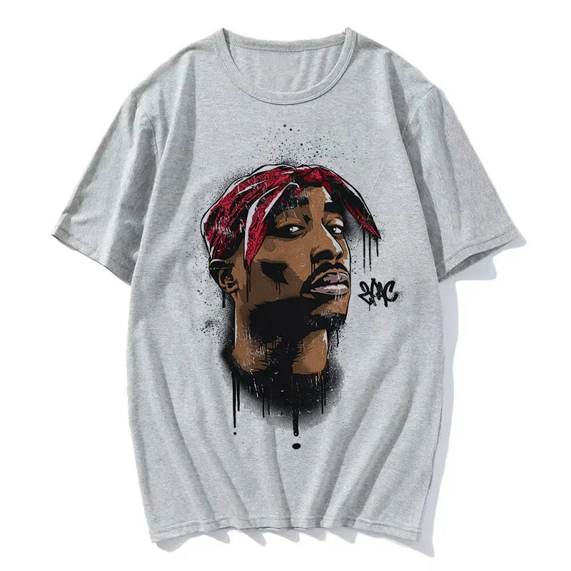 T-shirt Hip Hop Tupac Street Style