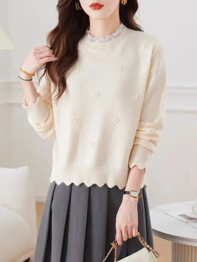 Pull Floral Chic en Dentelle, Style 2-en-1