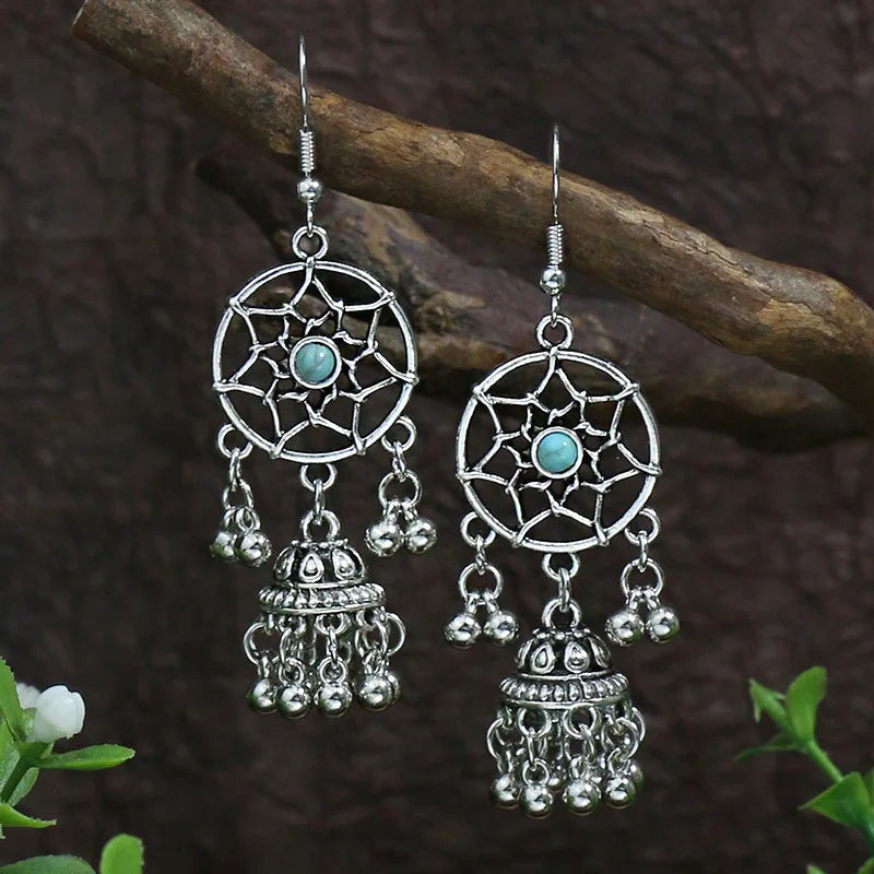 Boho Blue Stone Geometric Earrings for Women