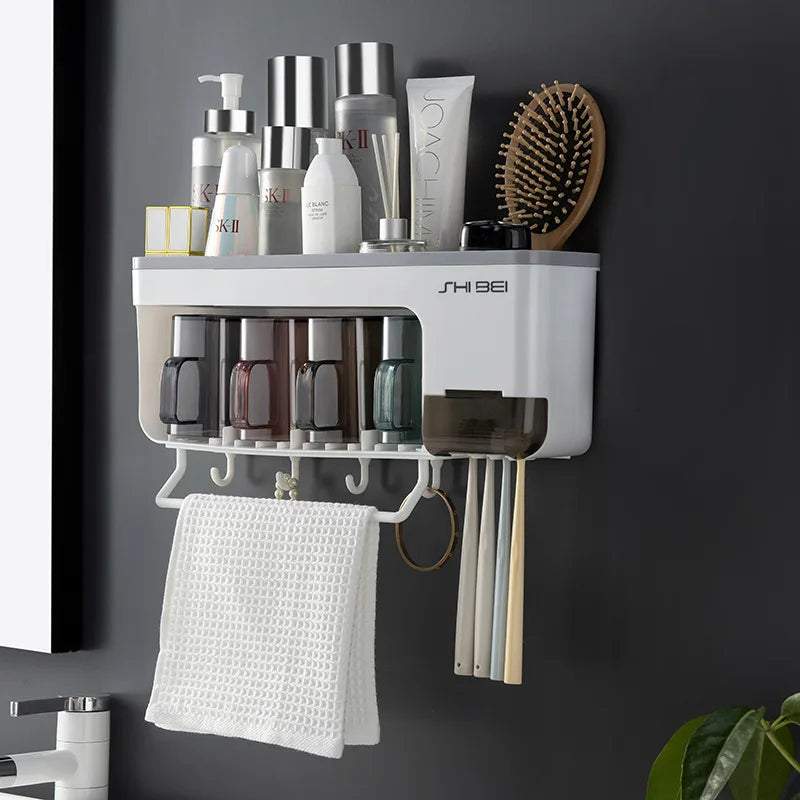 Organiseur Mural Hygiénique: Porte-brosse & Accessoires