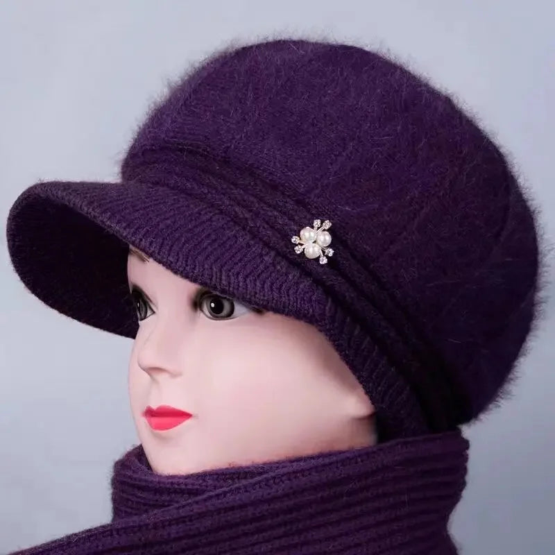 Chapeau d'hiver élégant à nœud pour femmes âgées