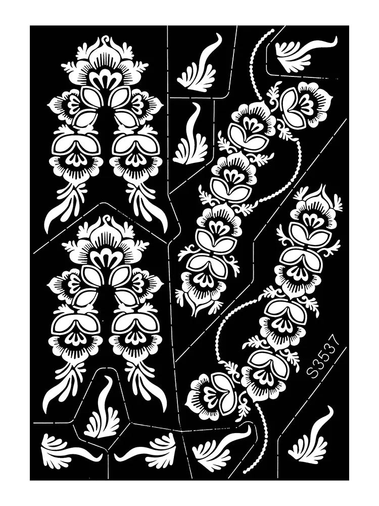 Pochoir Henné Fleurs - Tatouage Éphémère Réutilisable