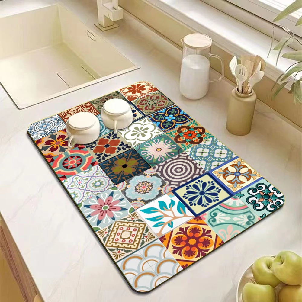 Mandala Kitchen Drying Mat - Eco-Friendly & Non-Slip