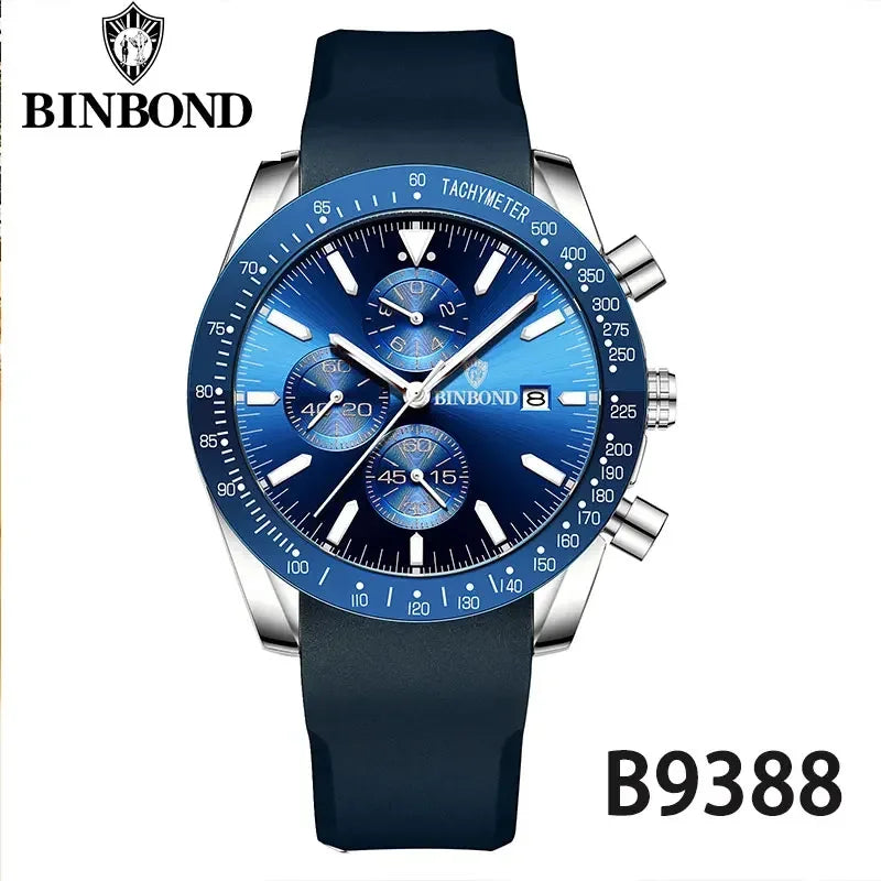 Montre Sport Luxe BINBOND Étanche Chronographe Homme