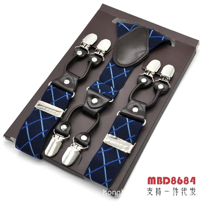 Adjustable 6-Clip Suspenders for Men & Women