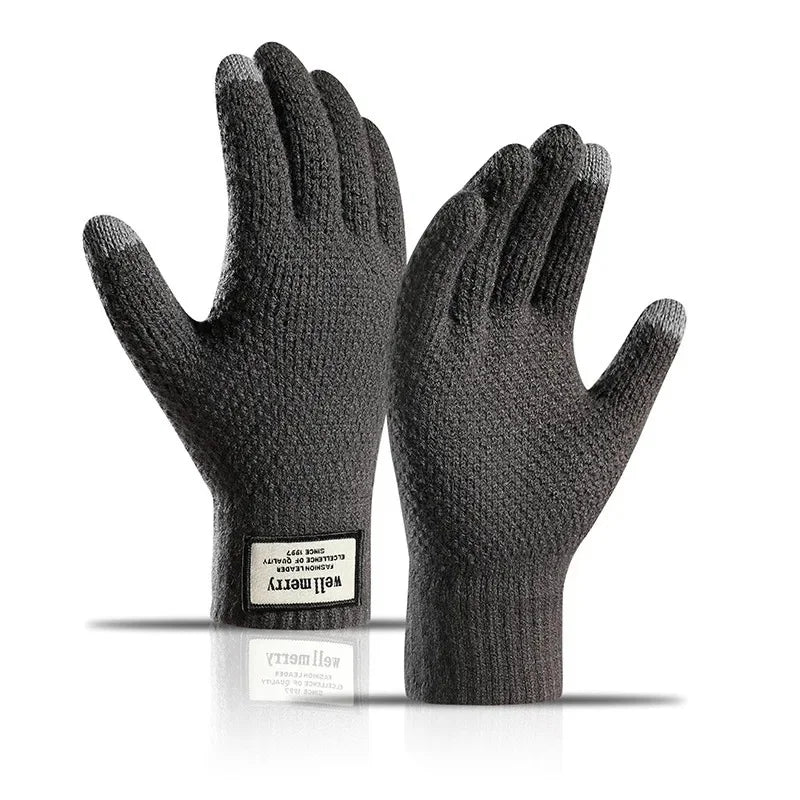 Gants Tactiles Tricotés en Laine, Doublés Polaire