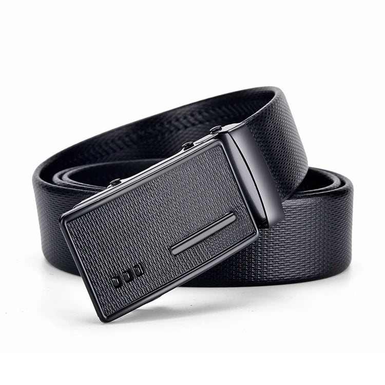 Ceinture Cuir Noir Homme, Boucle Métallique Automatique