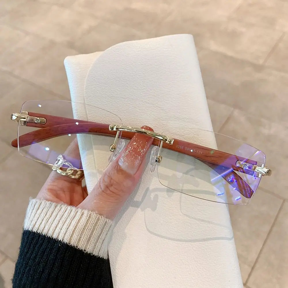 Rimless Retro Leopard Sunglasses UV400 Unisex