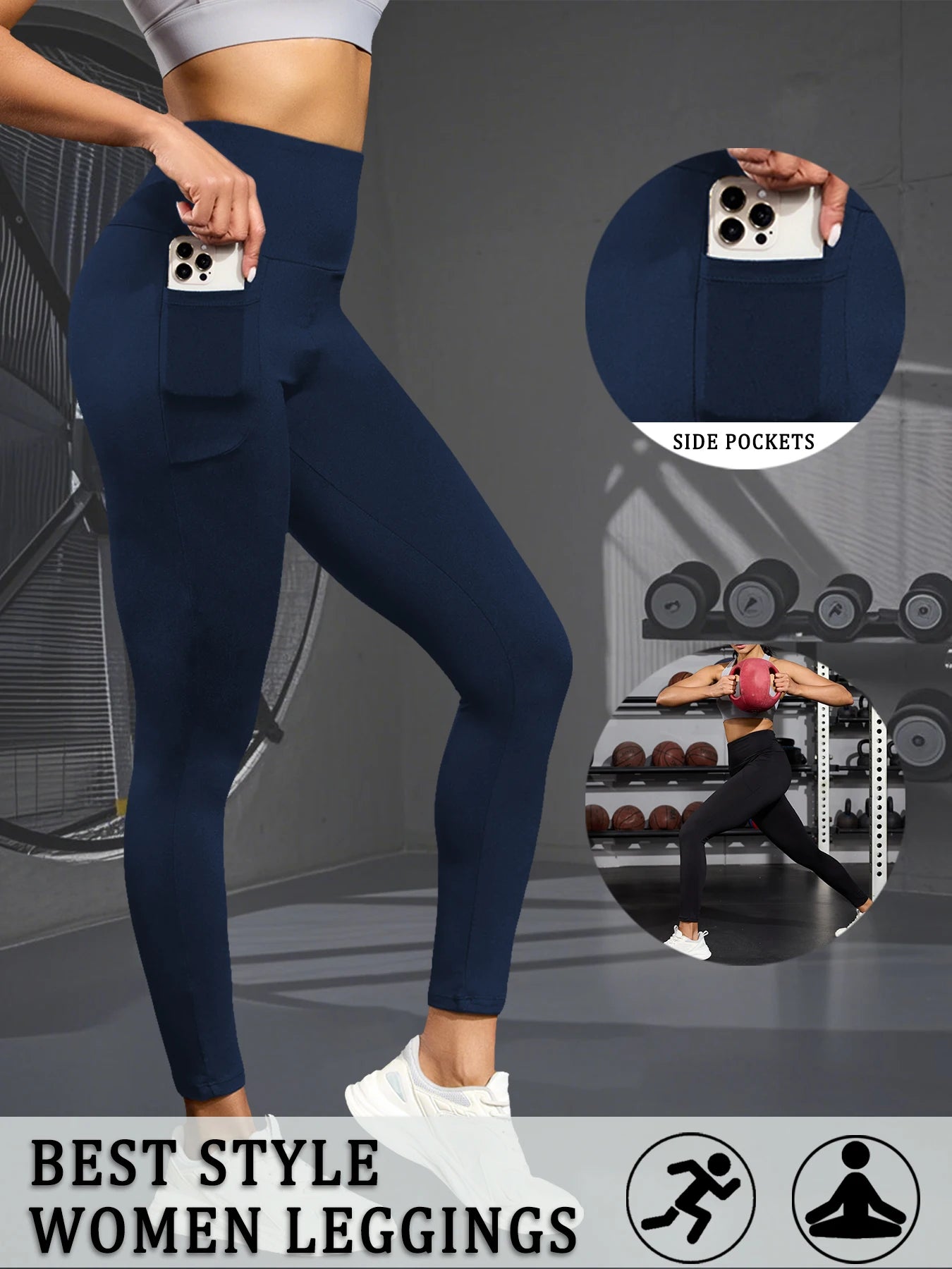 Leggings Doux avec Poches - Taille Haute Sportive