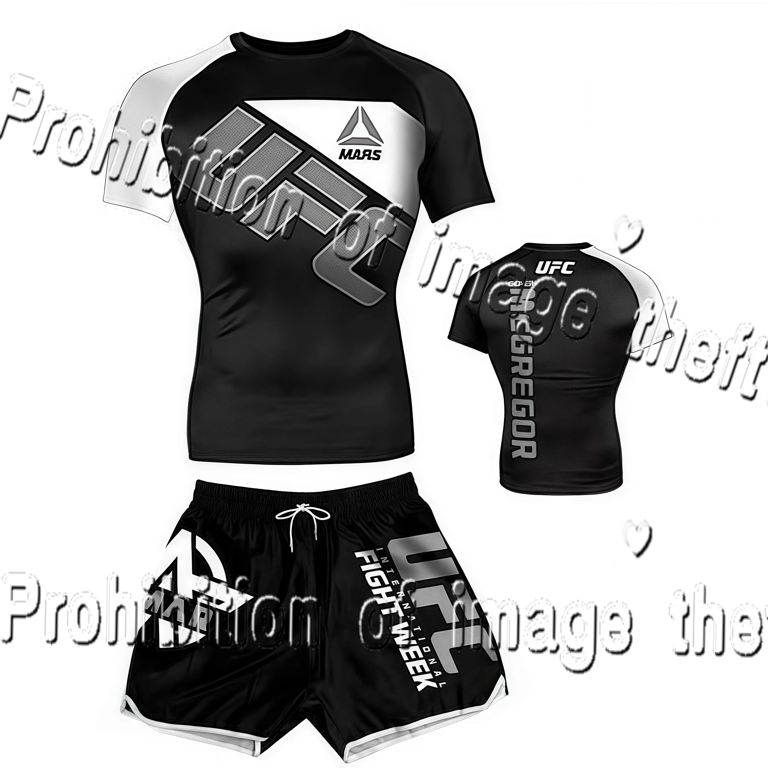 Short de Boxe UFC 3D Sportif Séchage Rapide