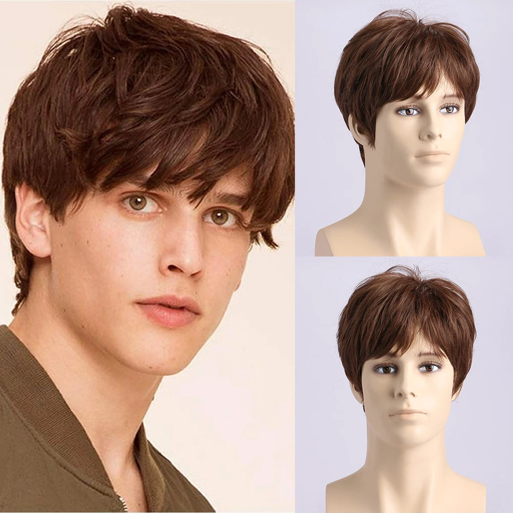MAISI Short Curly Synthetic Wig for Men