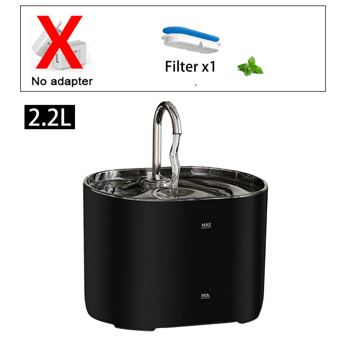 Fontaine Silencieuse pour Chats et Chiens 2,2L