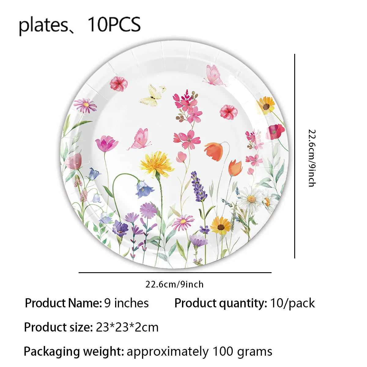 Assiettes Fleurs Joyeuses pour Anniversaire Fille