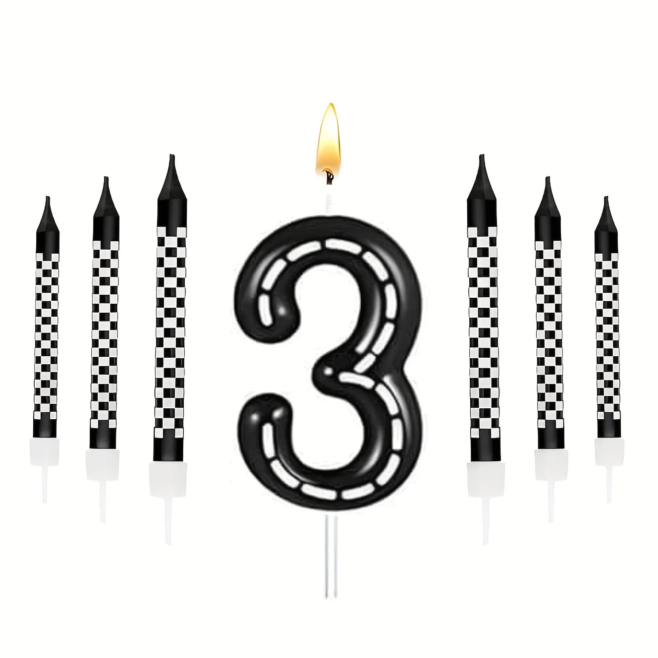 Racing Car Birthday Candle Set: Sparkling Cake Numbers