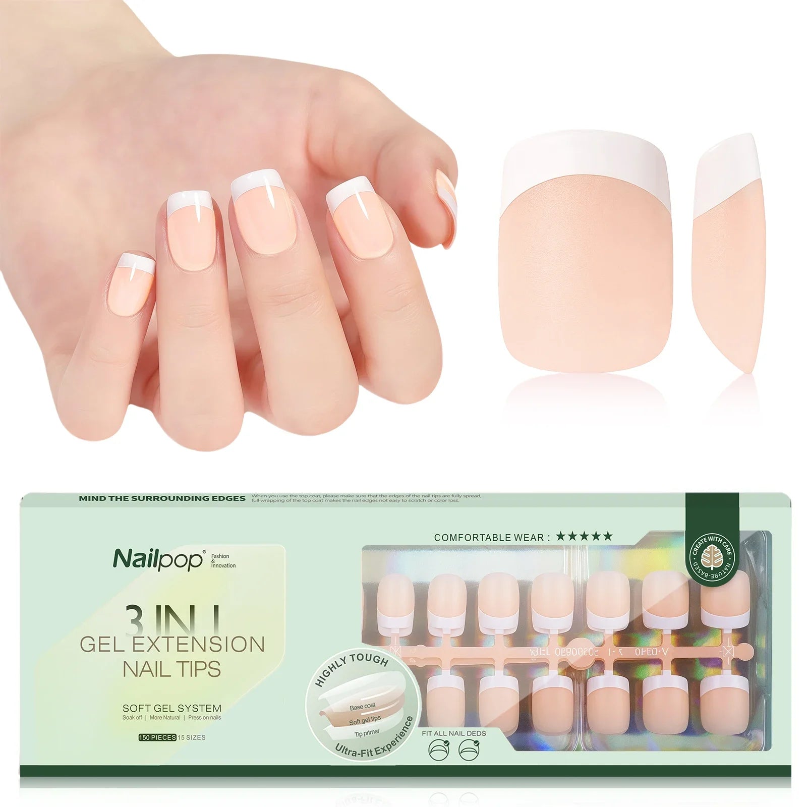 Nailpop 3 en 1 : Pointes Françaises Prêtes