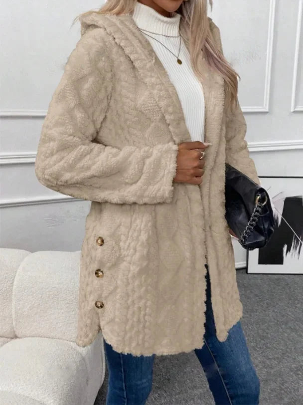 Cardigan Chic à Capuche Automne-Hiver en Polyester